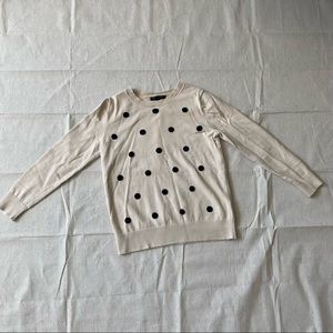 Banana Republic Beige & Black polka dotted long sleeve top Small